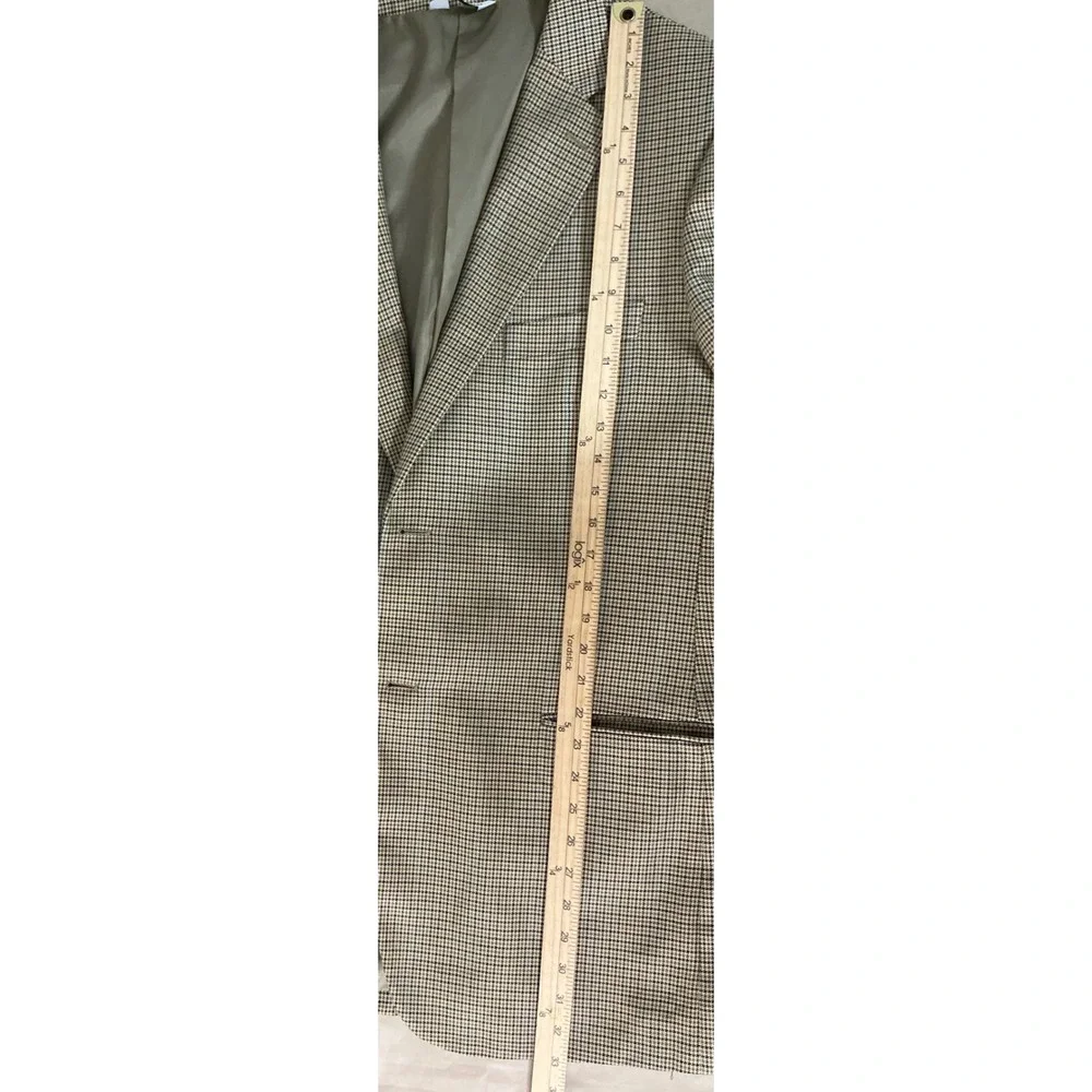 Linea‎ Uomo VTG Houndstooth Blazer Tan Men 44L Classic Tailored Old Money Luxe